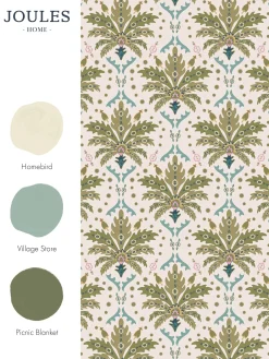 Joules Palm Geo Print 10M Wallpaper Cream/Multi