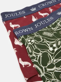 Clearance Joules Crown Pack of Two Cotton Boxers Red/Green