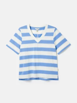 Discount Joules Darcey Blue Stripe V-Neck T-Shirt BlueStripe