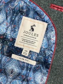 Joules Dark Green Herringbone Texture Slim Fit Blazer DarkGreen