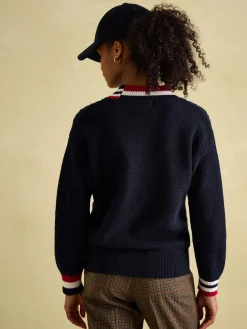 Best Joules Dawson Cable Knit Cricket Jumper Navy