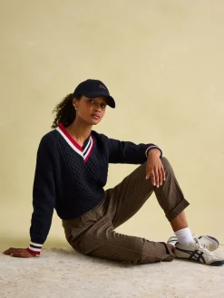 Best Joules Dawson Cable Knit Cricket Jumper Navy