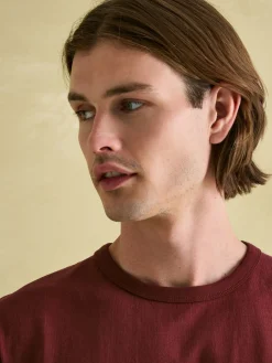 Best Joules Denton Heavyweight Jersey 100% Cotton Crew Neck T-Shirt Burgundy