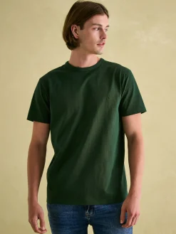 Clearance Joules Denton Dark Green Heavyweight Jersey 100% Cotton Crew Neck T-Shirt DarkGreen