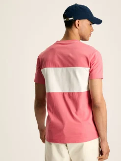 Clearance Joules Denton Colourblock Jersey Crew Neck T-Shirt Pink