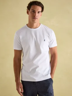 Sale Joules Denton Lightweight Jersey 100% Cotton Crew Neck T-Shirt White