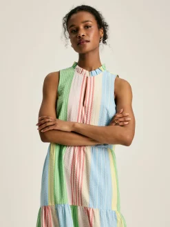New Joules Dolcie Seersucker Maxi Sundress Multi