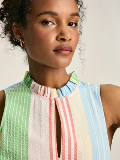 New Joules Dolcie Seersucker Maxi Sundress Multi