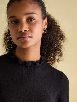 Joules Edith Frill Neck Jumper Black