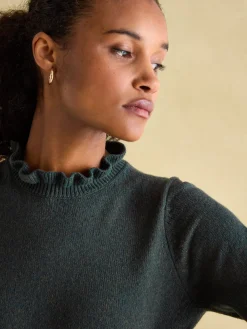 New Joules Edith Frill Neck Jumper Green