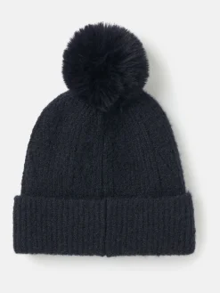 New Joules Effie Knitted Bobble Hat Navy