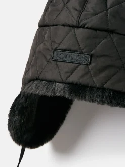 Clearance Joules Eira Faux Fur Lined Quilted Trapper Hat Black