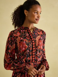 New Joules Elena Navy Floral Button Down Maxi Dress NavyFloral