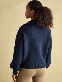 Best Joules Elmore Knitted Quarter Zip Jumper Navy