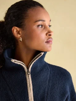 Best Joules Elmore Knitted Quarter Zip Jumper Navy