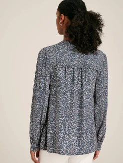 Hot Joules Emsley Blue Floral Long Sleeve Blouse BlueFloral