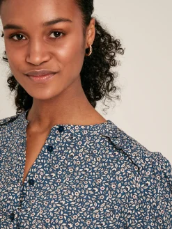 Hot Joules Emsley Blue Floral Long Sleeve Blouse BlueFloral