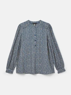 Hot Joules Emsley Blue Floral Long Sleeve Blouse BlueFloral