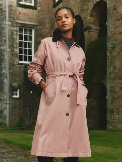 New Joules Epwell Waterproof Belted Trench Coat Pink
