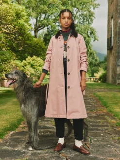 New Joules Epwell Waterproof Belted Trench Coat Pink