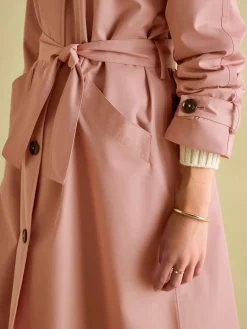 New Joules Epwell Waterproof Belted Trench Coat Pink