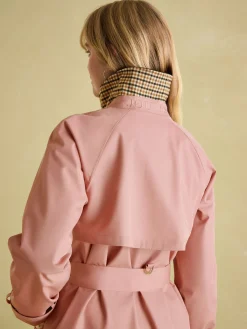 New Joules Epwell Waterproof Belted Trench Coat Pink