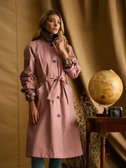 New Joules Epwell Waterproof Belted Trench Coat Pink