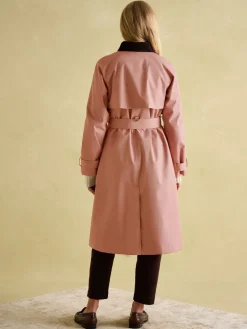 New Joules Epwell Waterproof Belted Trench Coat Pink