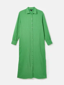 Best Joules Erica Button Through Cotton Shirt Dress Green