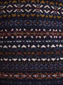 Best Joules Fair Isle Crew Neck Jumper Contains Merino Wool Navy