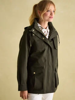 Best Joules Fairford Khaki Green Waterproof Raincoat with Hood KhakiGreen