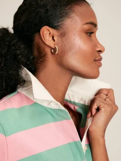 Online Joules Falmouth Pink & Green Striped Cotton Rugby Shirt Pink&GreenStriped