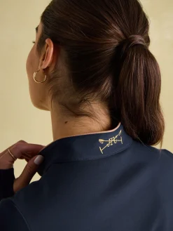 New Joules Faymere Embellished Long Sleeve Top Navy