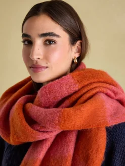 Clearance Joules Fenella Oversized Blanket Scarf Orange/Pink