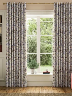 Online Joules Festival Flowers Set of 2 Cream Multi Blackout Eyelet Curtains CreamMulti