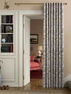 Online Joules Festival Flowers Set of 2 Cream Multi Blackout Eyelet Curtains CreamMulti