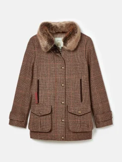Discount Joules Fieldcoat Luxe Fieldcoat Luxe 3-in-1 Tweed Coat with Removable Quilted Gilet Brown