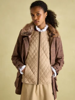 Discount Joules Fieldcoat Luxe Fieldcoat Luxe 3-in-1 Tweed Coat with Removable Quilted Gilet Brown