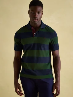 Joules Filbert Green & Navy Striped Polo Shirt Green&Navy