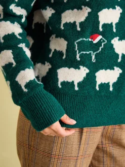 Clearance Joules Fleece Navidad Christmas Jumper Green