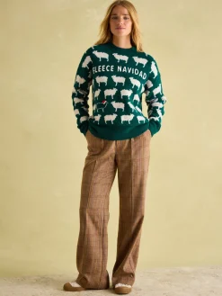 Clearance Joules Fleece Navidad Christmas Jumper Green