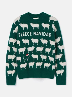 Clearance Joules Fleece Navidad Christmas Jumper Green