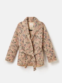Outlet Joules Floral Paisley Cotton Quilted Jacket With Belt FloralPaisley