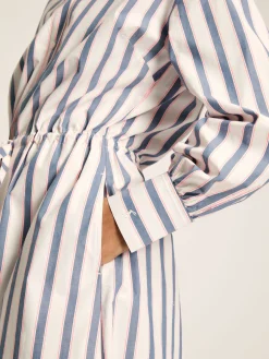 Online Joules Francesca Blue Printed Tie Waist Shirt Dress BluePrinted