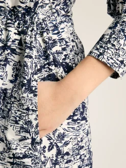 Clearance Joules Francesca Tie Waist Shirt Dress Blue/White