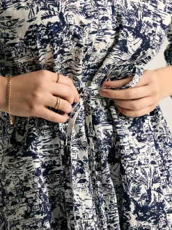 Clearance Joules Francesca Tie Waist Shirt Dress Blue/White