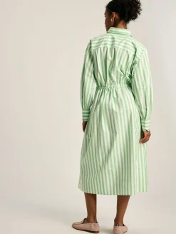 New Joules Francesca Green & White Tie Waist Shirt Dress Green&White