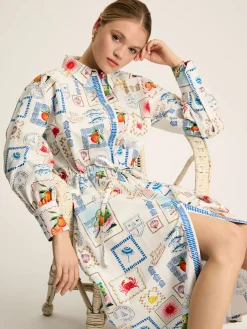 Joules Francesca Tie Waist Shirt Dress White