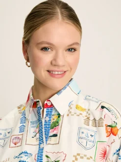 Joules Francesca Tie Waist Shirt Dress White