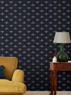 Best Joules French Navy Block Print Bee 10M Wallpaper FrenchNavy